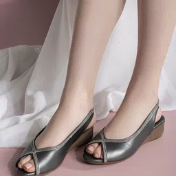 Shezone Embellished Comfort Heels Peep Toes With Backstrap-18
