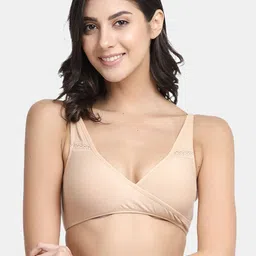 Inner Sense Beige Solid Organic Antimicrobial Sustainable Sleeping/Feeding Bra IMB007F-23