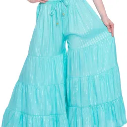 tnq Women Regular Fit Light Blue Pure Cotton Trousers-picture-32