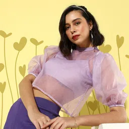 Style Quotient Women Elegant Mauve Solid Sheer Top-picture-33