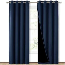 BFAM Blue Black Out Long Door Curtain-image-62