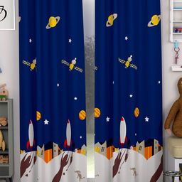 CHHAVI INDIA Blue & Yellow 2 Pieces Quirky Sheer Door Curtains-image-22