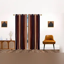 Stella Creations Brown 2 Pieces Room Darkening Long Door Curtains-image-93