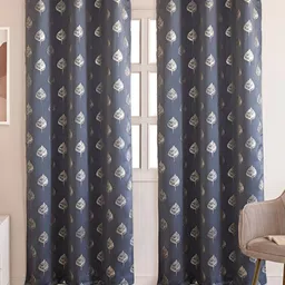 HOMEMONDE Grey & White Set of 2 Black Out Long Door-14