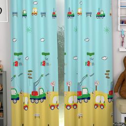 CHHAVI INDIA Blue & Yellow 2 Pieces Quirky Sheer Door Curtains-image-30