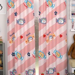 CHHAVI INDIA 2 Pieces Pink & Blue Quirky Door Curtains-image-23
