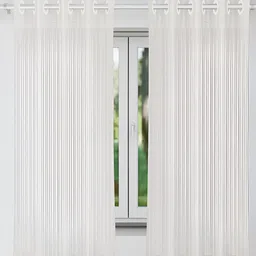Kuber Industries Cream-Coloured 2 Pieces Striped Eyelet Door Curtain-61