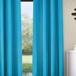 Fashion String Turquoise Blue Black Out Window Curtain-image-48