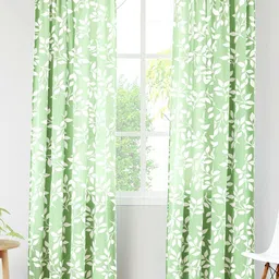 Encasa Homes Green & White Set of 2 Floral Sheer Long Door Curtain-image-31