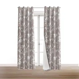 BFAM Brown & White Floral Black Out Door Curtain-picture-26