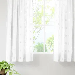Encasa Homes White & Silver-Toned Set of 2 Ethnic Motifs Sheer Window Curtain-image-18