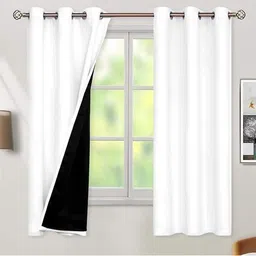 BFAM White Black Out Long Door Curtain-image-98