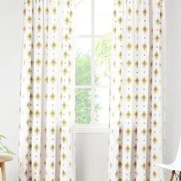 Encasa Homes Yellow & Blue Set of 2 Ethnic Motifs Sheer Long Door Curtain-image-63