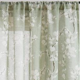 BFAM Green & White Floral Sheer Window Curtain-image-100