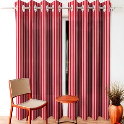 Kuber Industries Maroon 2 Pieces Striped Door Curtains-80