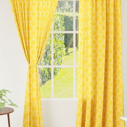 Encasa Homes Yellow & White Set of 2 Sheer Long Door Curtain-image-23