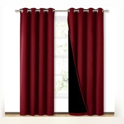 BFAM Maroon Set of 2 Black Out Door Curtain-19