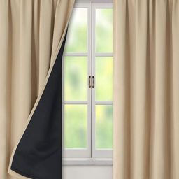 BFAM Beige & Black Black Out Door Curtain-image-147