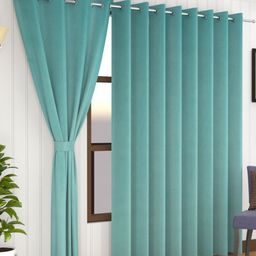 Florida Blue 2 Pieces Velvet Long Door Curtains-image-85