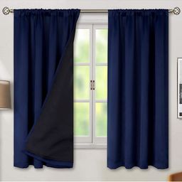 BFAM Blue & Black Black Out Long Door Curtain-image-98