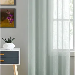 HOMEMONDE Grey Sheer Cotton Door Curtain-26