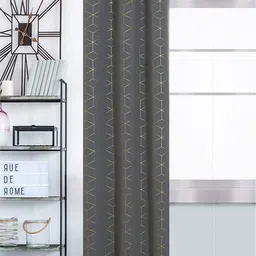 URBAN SPACE Grey & Gold-Toned Geometric Black Out Long Door Curtain-image-31