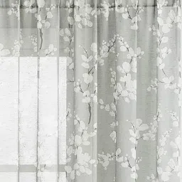 BFAM Grey & White Floral Sheer Window Curtain-image-86