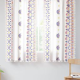 Encasa Homes White & Blue Set of 2 Ethnic Motifs Sheer Window Curtain-image-82