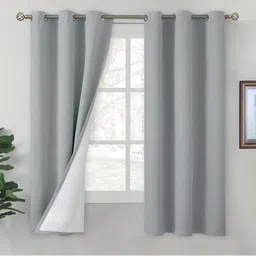 BFAM Grey & White Black Out Window Curtain-picture-6