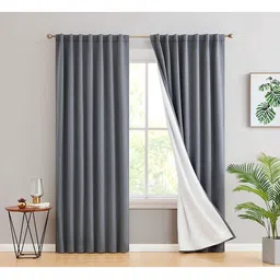 BFAM Grey Set of 4 Sheer Long Door Curtain-36