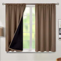 BFAM Brown & Black Black Out Long Door Curtain-image-73
