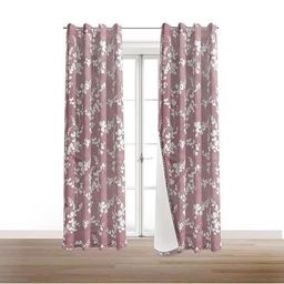 BFAM Pink & White Floral Black Out Long Door Curtain-image-77