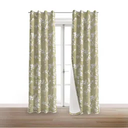 BFAM Green & White Floral Black Out Door Curtain-picture-36