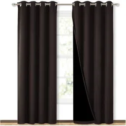 BFAM Brown & Black 2 Pieces Black Out Window Curtain-image-39