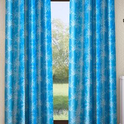 Fashion String Turquoise Blue & White 2-Pieces Floral Window Curtains-22