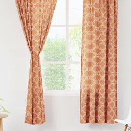 Encasa Homes Copper-Toned & White 2 Pieces Geometric Sheer Window Curtains-11