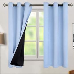 BFAM Blue & Black Black Out Door Curtain-image-91