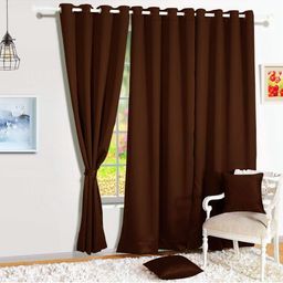 BFAM Brown Set of 4 Sheer Window Curtain-5