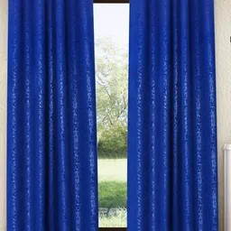 Home Sizzler Blue 2 Pieces Abstract Textured Black Out Window Curtain-picture-23