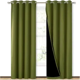 BFAM Green & Black Black Out Long Door Curtain-image-76