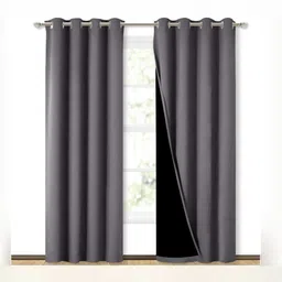 BFAM Grey & Black Black Out Window Curtain-image-99