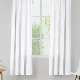 Encasa Homes White & Silver-Toned Set of 2 Ethnic Motifs Sheer Window Curtain-image-69