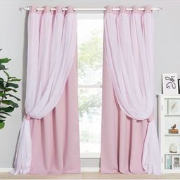 BFAM Pink & White Black Out Long Door Curtain-image-96