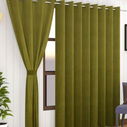 Florida Olive Green 2 Pieces Velvet Long Door Curtains-image-61