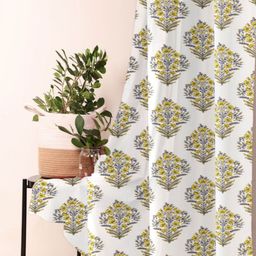 Trance Home Linen Yellow & White Printed Room Darkening Pure Cotton Window Curtain-image-31