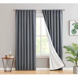 BFAM Grey & White Black Out Long Door Curtain-image-34