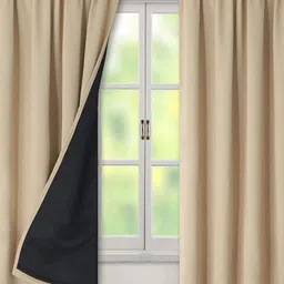 BFAM Brown Black Out Long Door Curtain-image-77