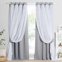BFAM Grey & White Black Out Window Curtain-image-73