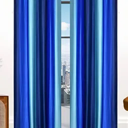 Stella Creations Blue 2 Pieces Room Darkening Long Door Curtains-image-92