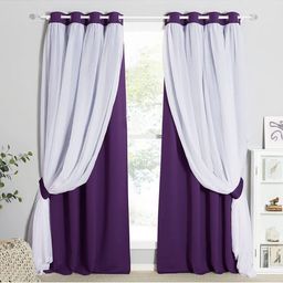 BFAM Purple & White Black Out Window Curtain-image-44